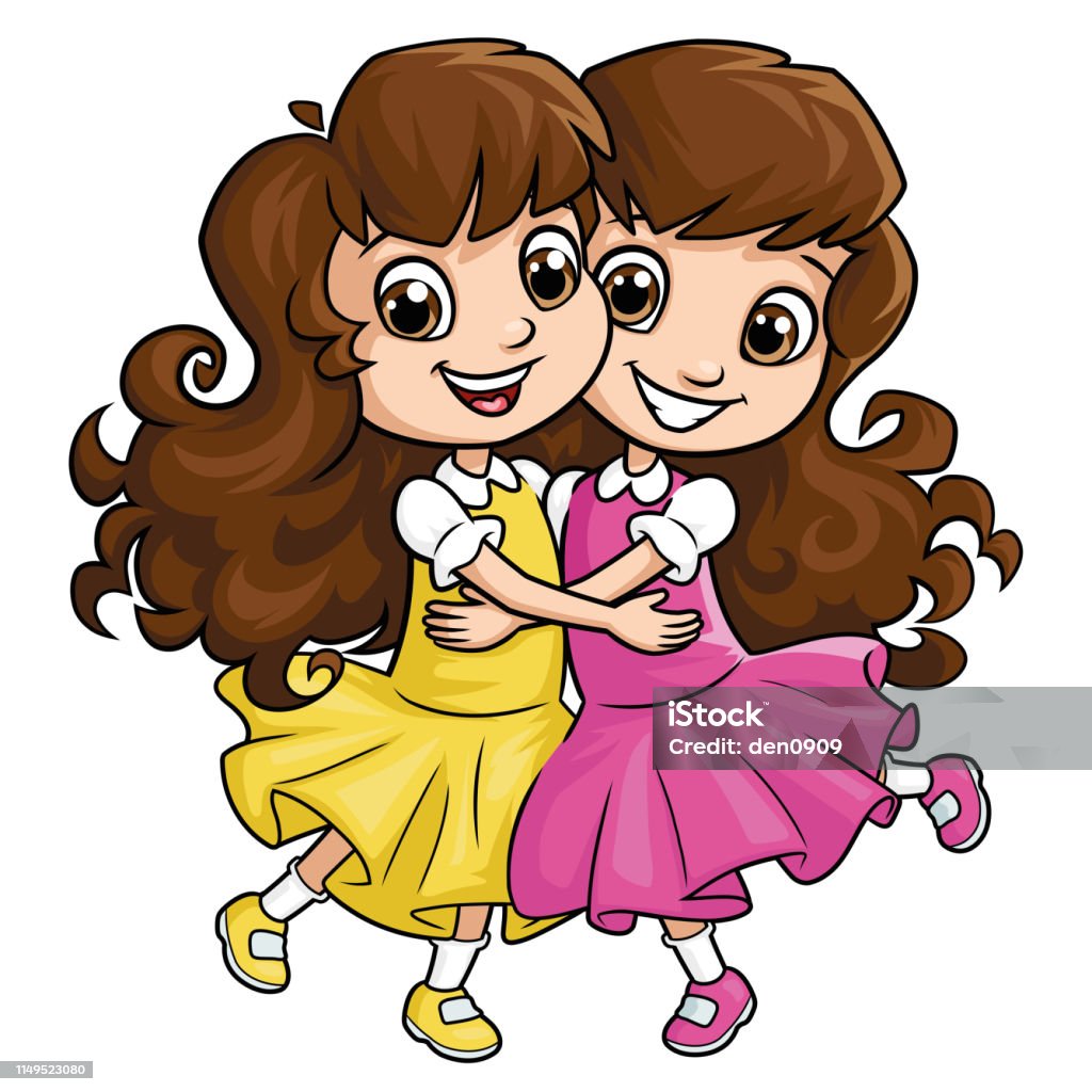 Happy Girl Sisters Hugging 2 Stock Illustration - Download Image Now -  Girls, Twin, Teenage Girls - iStock