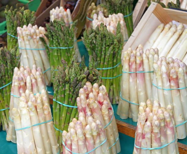 istock Bunches of white and green asparagus 1149526116