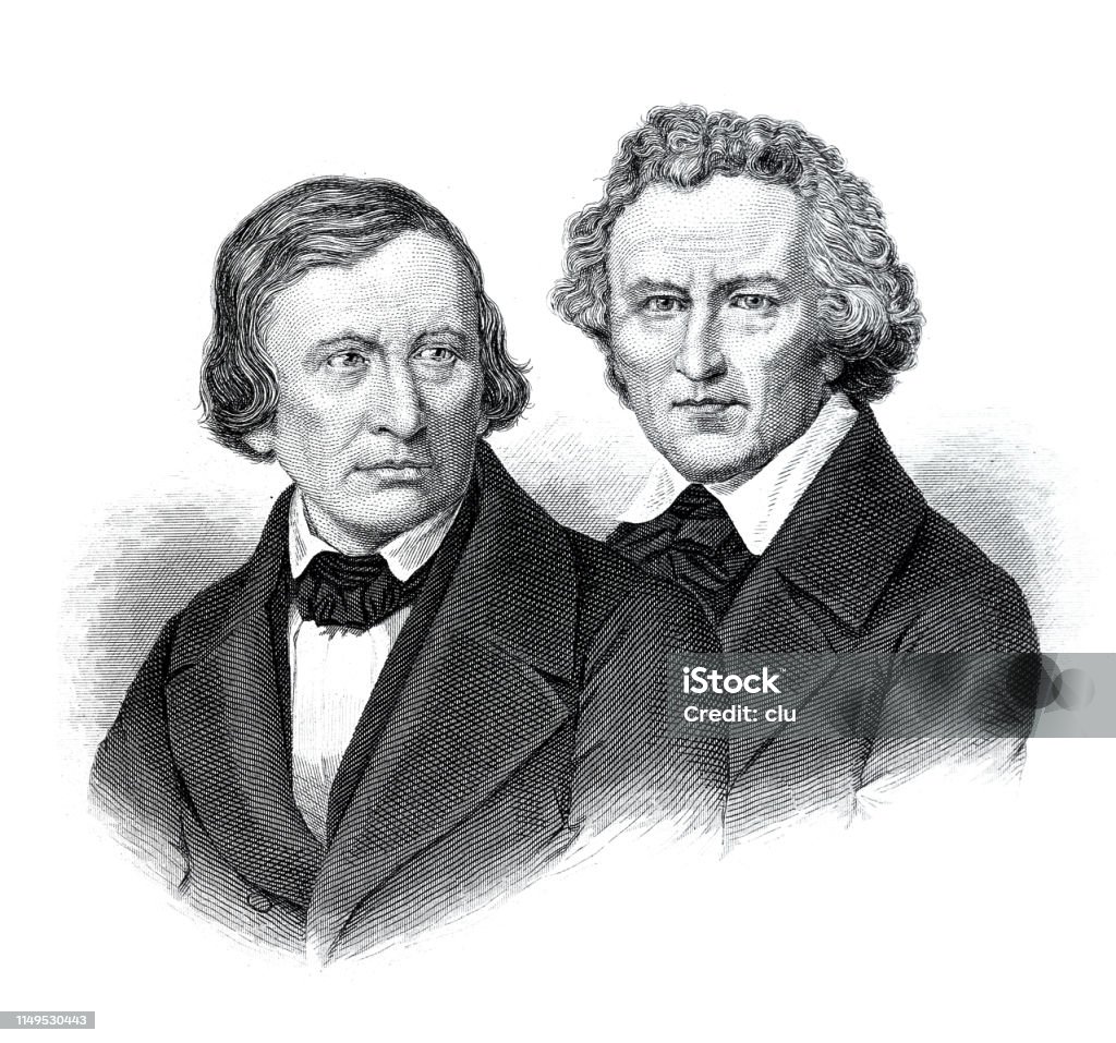 Brothers Grimm Illustration from 19th century Brothers Grimm - Authors stock illustration