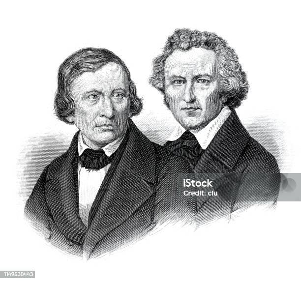 Brothers Grimm Stock Illustration - Download Image Now - Brothers Grimm - Authors, Engraved Image, Engraving