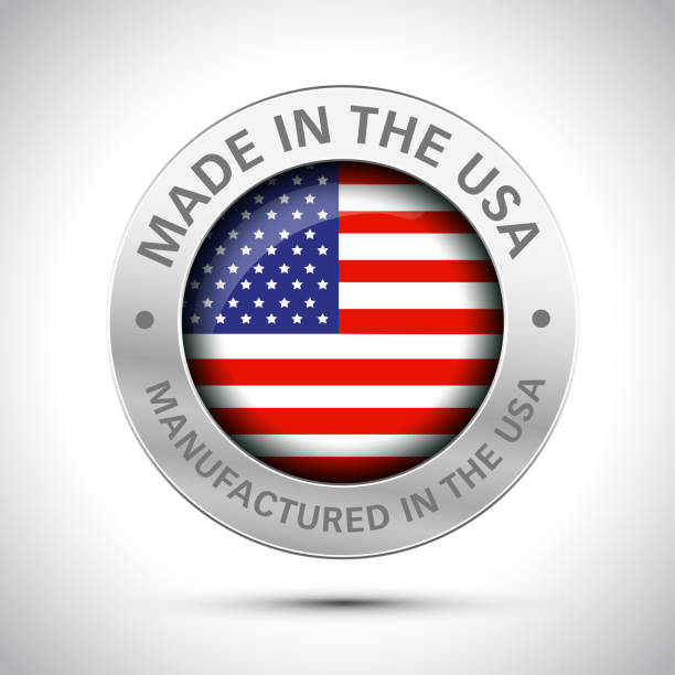 ilustrações de stock, clip art, desenhos animados e ícones de made in america flag icon - made in the usa