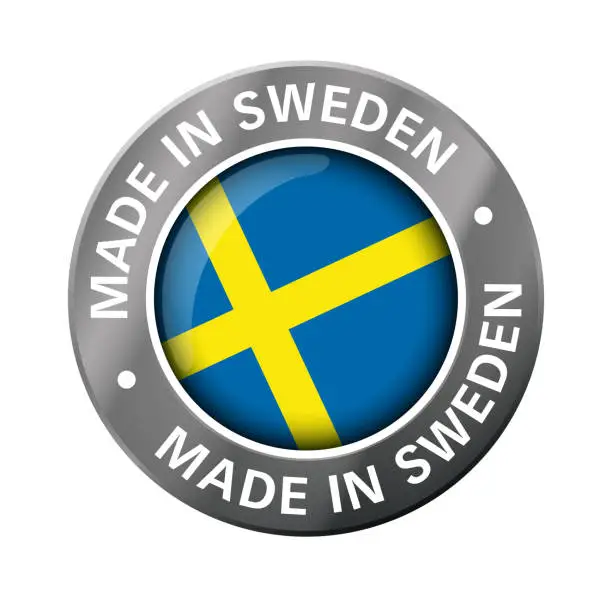 Vector illustration of made in Sweden flag icon