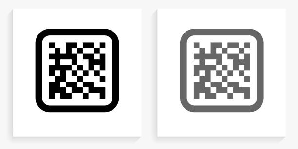 Barcode Black and White Square Icon Barcode Black and White Square Icon. This 100% royalty free vector illustration is featuring the square button with a drop shadow and the main icon is depicted in black and in grey for a roll-over effect. light grey color code stock illustrations