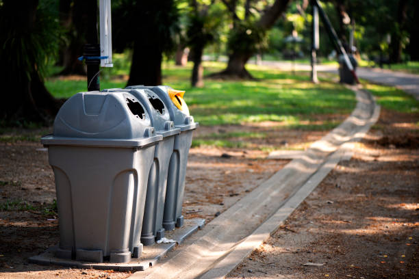 istock Trash bin located along the path of the park 1149549702