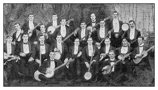 Antique photo: Cambridge University Banjo and Mandolin Orchestra