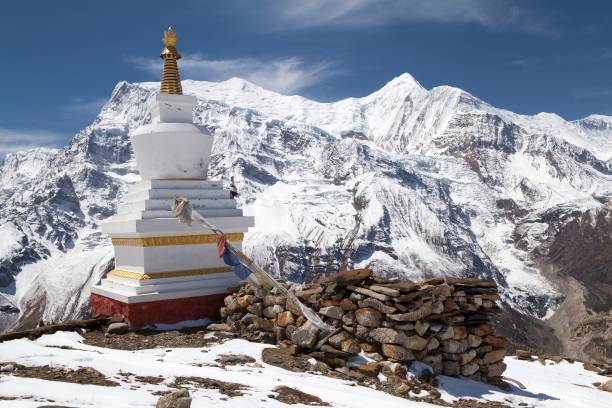istock Stupa at Kicho Tal, Annapurna Circuit, Manang, Nepal 1149557556