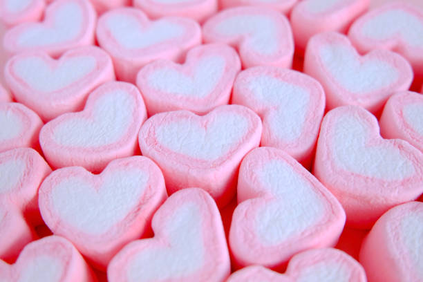 istock Pink marshmallow background, Heart marshmallow texture background, Valentine background 1149559450