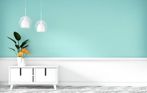 istock table cabinet in modern empty room,minimal designs, 3d rendering 1149560546