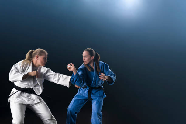 istock Judo players competing during match 1149564123