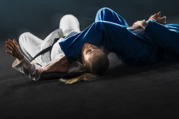istock Judo players competing during match 1149564146