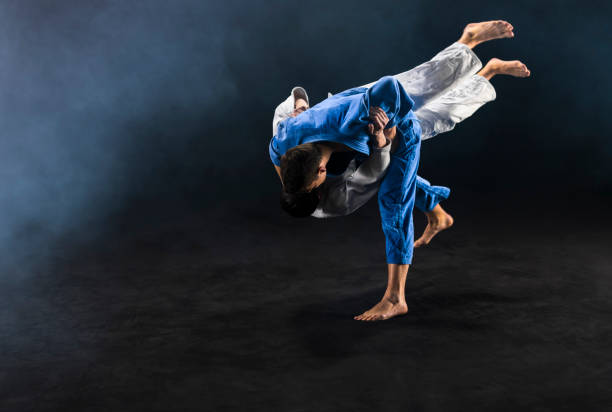 istock Judo players competing during match 1149564164
