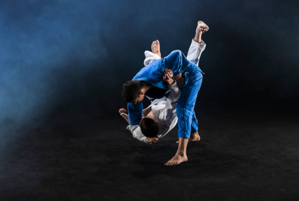 istock Judo players competing during match 1149564172