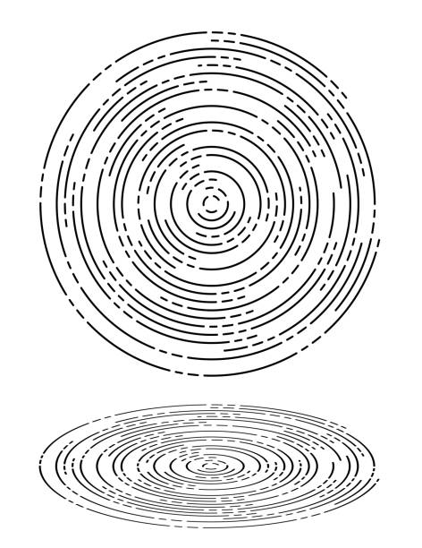 Concentric Ripples Waves Circles Vector Illustration of two elegant black and white Concentric Ripples Waves Circles, top view and perspective view. water rings stock illustrations