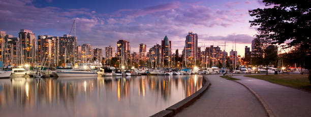istock Marina panorama at night in downtown Vancouver Canada 1149570019