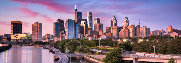City skyline panorama view of Philadelphia Pennsylvania stock photo