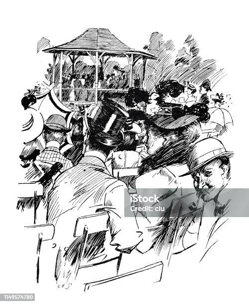Spa Concert In The Park Stock Illustration - Download Image Now - 19th Century, 2019, Adult