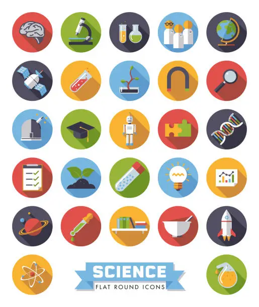 Vector illustration of Flat design science and research vector icons