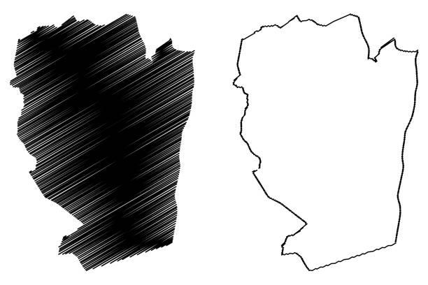 prowincja naama (prowincje algierii, ludowe demokratyczna republika algierii) mapa wektor ilustracji, bazgroły szkic map naama - naâma stock illustrations