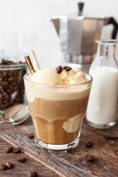 istock Coffee with scoops of vanilla ice cream 1149579012