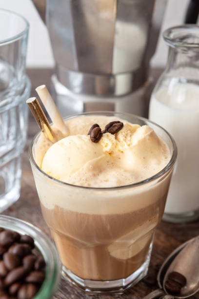 istock Coffee with scoops of vanilla ice cream 1149579121