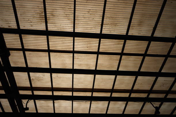 старая крыша поликарбоната - striped farm asia backdrop стоковые фото и изображения