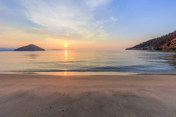 Paradise beach at sunrise. Thassos island Greece