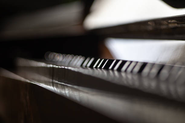 istock Abstract dark music background with piano keyboard 1149584207