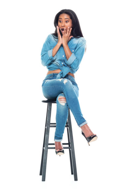 istock Beautiful latino female wearing double denim 1149586438