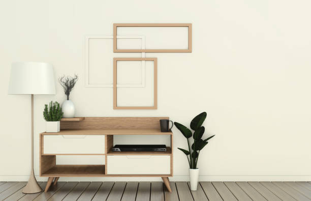 istock mock up Tv cabinet in modern empty room Japanese - zen style,minimal designs. 3D rendering 1149590632