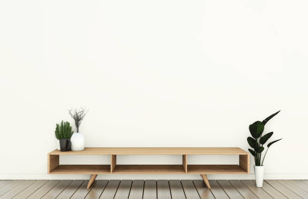 istock mock up Tv cabinet in modern empty room Japanese - zen style,minimal designs. 3D rendering 1149590799