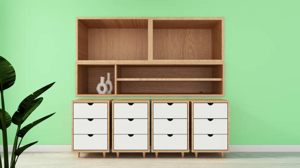 istock mock up Tv cabinet in modern empty room Japanese - zen style,minimal designs. 3D rendering 1149590865