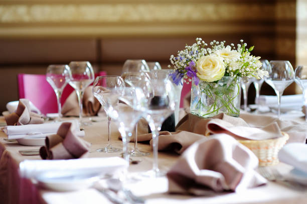 istock Beautiful table set for some festive event or wedding reception 1149591023