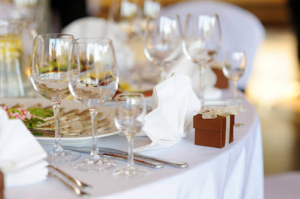 istock Beautiful table set for some festive event or wedding reception 1149591025