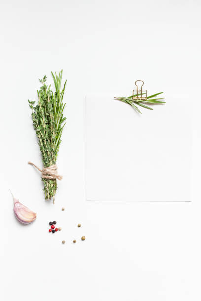 istock Blank notepad pages with greens herbs and spices 1149591124