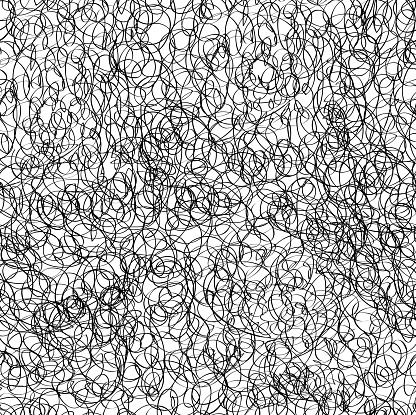 Abstract seamless pattern with messy doodle. Monochrome tiled background