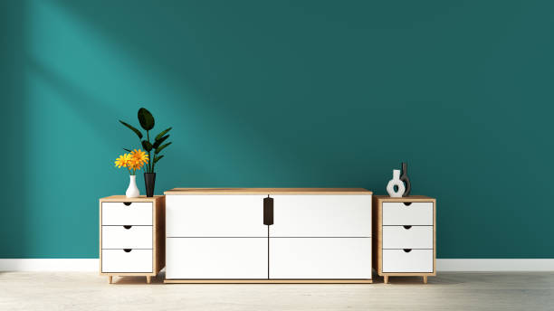 istock cabinet in modern empty room Japanese style,minimal designs. 3D rendering 1149592583