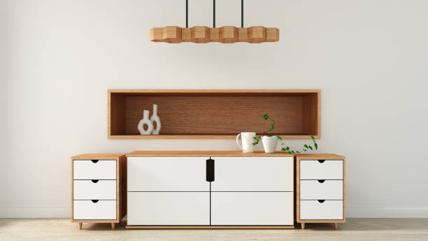 istock cabinet in modern empty room Japanese style,minimal designs. 3D rendering 1149593285