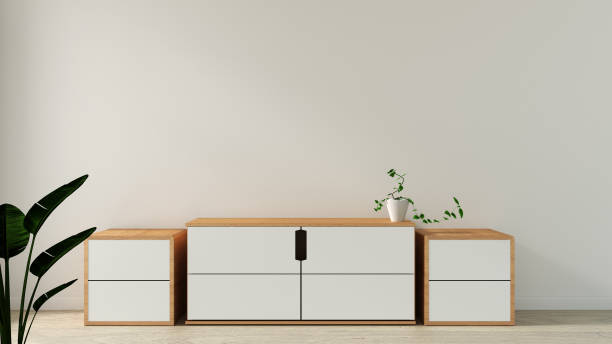 istock cabinet in modern empty room Japanese style,minimal designs. 3D rendering 1149593308
