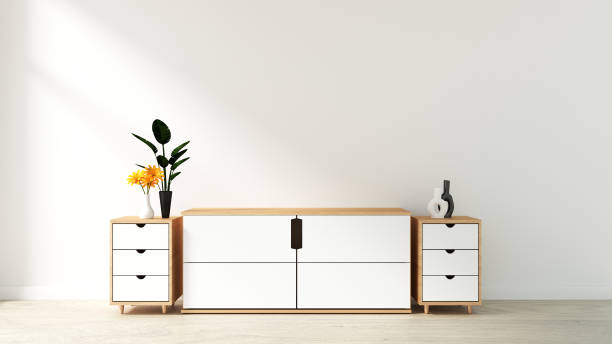 istock cabinet in modern empty room Japanese style,minimal designs. 3D rendering 1149593346