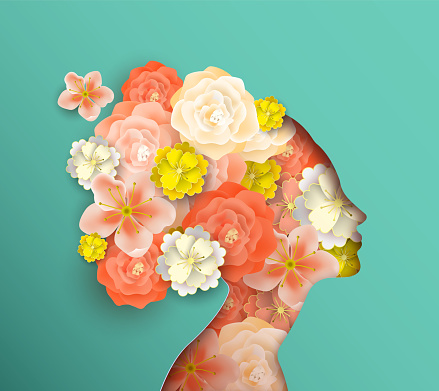 Papercut Woman Head With Spring Flowers Stock Illustration - Download ...