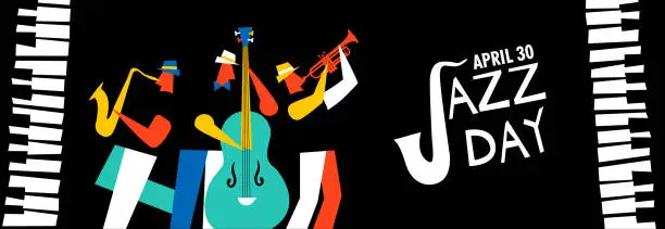 Vector illustration of Jazz Day banner of music band in concert