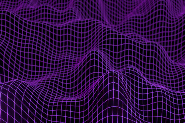 istock Abstract geometric background with digital landscape or waves . Montain wireframe hologram 3 D rendering - Illustration 1149603182
