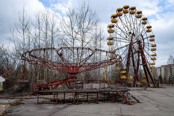 Pripyat (Chernobyl Zone) Pripyat, Zone of Alienation - the abandoned town near the Chernobyl Nuclear Power Plant pripyat city stock pictures, royalty-free photos & images