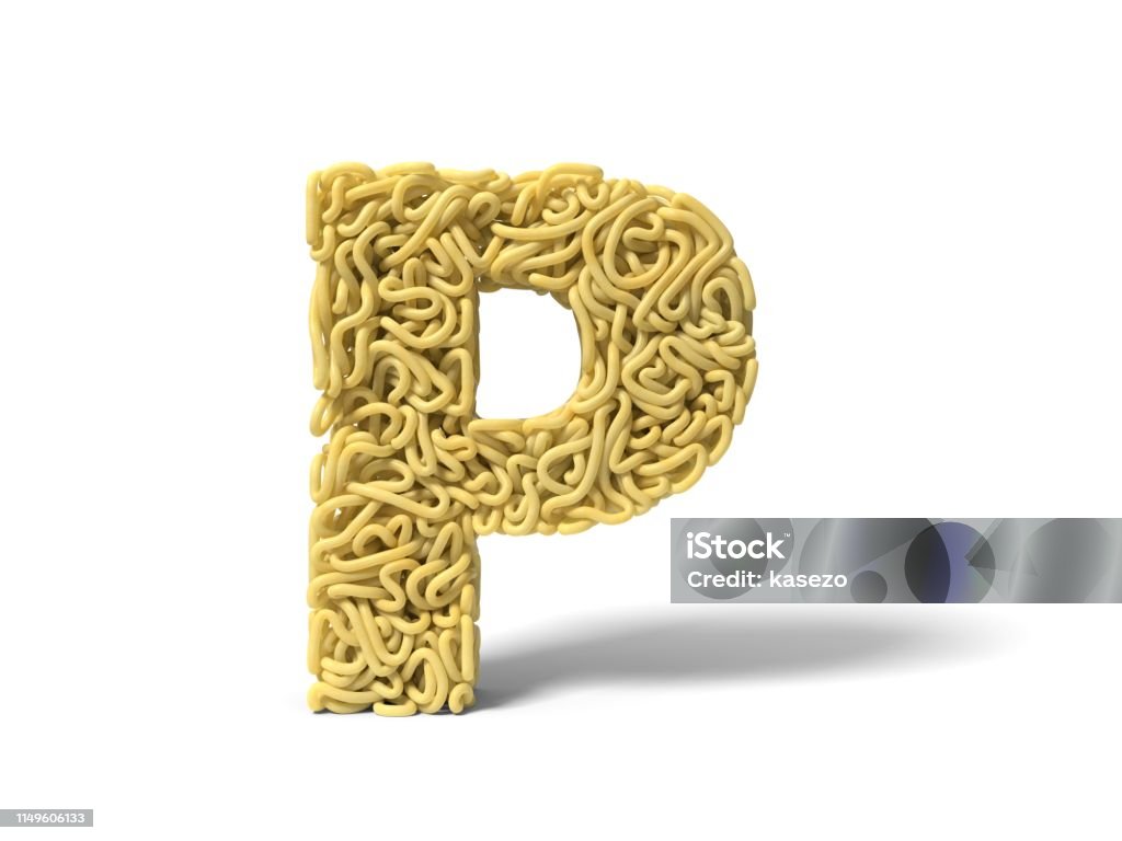 Noodle In Shape Of P Letter Curly Spaghetti For Cooking 3d ...