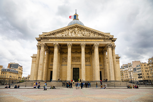 Paris, France - April 24, 2019: The Pantheon is a building in the Latin Quarter in Paris in France