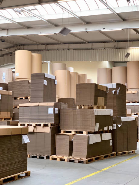 istock Corrugated cardboard pallets in the generic warehouse 1149609747