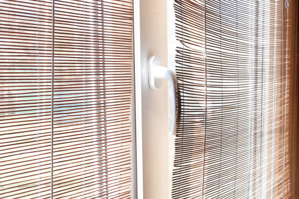 istock Straw natural blinds, jalousie for background 1149610190