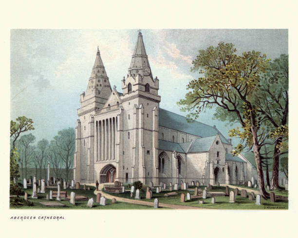 セントマチャル大聖堂、アバディーン、スコットランド。19世紀 - st machars cathedral点のイラスト素材／クリップアート素材／マンガ素材／アイコン素材