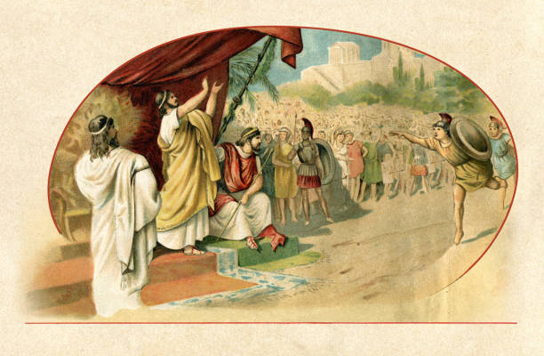 iphitos i lycurgus na pierwszych igrzyskach olimpijskich 776 p.n.e. - starożytny grecki obrazy stock illustrations