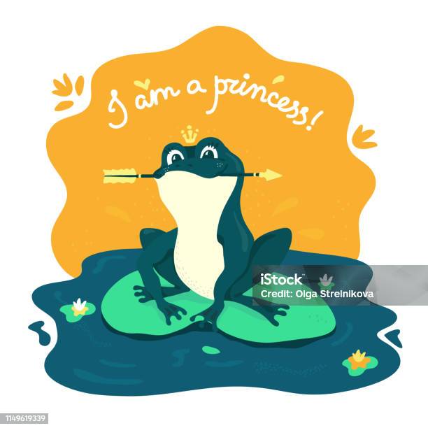 Cartoon The Frog Princess Stock Illustration - Download Image Now - Frog, Amphibian, Arrow - Bow and Arrow
